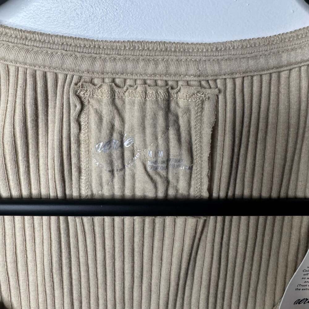 Aerie Essential Henley Medium Long Sleeve Ribbed Layering Top NWT - Picture 7 of 15
